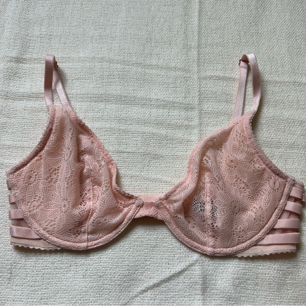 Victoria's Secret Pink Unlined Strappy Lace Bra 32D